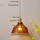 DecorBites™ LED Adjustable Pendant Light Fixture Amber Glass Walnut Wood Bar Hanging Lamp