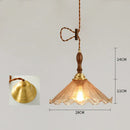 DecorBites™ Cracked Glass Copper Wooden Pendant Light for Home Indoor Living Room
