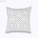 DecorBites™ Geometric Embroidered Cushion Cover Light Grey Cotton 45x45cm