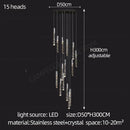 DecorBites™ Crystal Chrome LED Chandelier: Elegant Duplex Stair Lighting for Modern Interiors