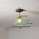 DecorBites™ Green Glass LED Ceiling Lights: Modern Copper Wood Indoor Lamp