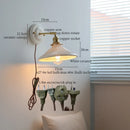 Vintage cream ribbed glass ceramic led wall lamp bedroom light