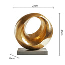 DecorBites™ Golden Ring Abstract Resin Figurines, Home Decor, Geometric Design