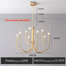 DecorBites™ Gold Chandelier: Modern Nordic Metal LED Lighting for Living Room, Kitchen, and Restaurant