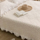 DecorBites™ Korean Princess Floral Lace Ruffles Bedspread Set with 100% Cotton Quilting