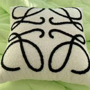 DecorBites™ Lambswool Face Embroidered Cushion Cover 45x45 - Beige White Abstract Art Pillowcase