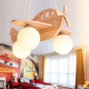 DecorBites™ Kids Wood Airplane Chandelier LED Nursery Aircraft Suspension Lights