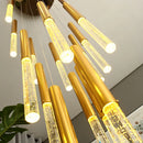 DecorBites™ Crystal Led Chandelier for Modern Loft Living Room Staircase, Gold Art Deco Hanging Lamp