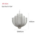 DecorBites™ Gold Mesh Grid Ceiling Chandelier: Dimmable LED Indoor Lighting