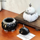 DecorBites™ Garlic Duck Ceramic Ashtray with Lid - Unique Desk Decoration and Smoking Accessory