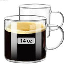 DecorBites™ Glass Handle Coffee Cup Set, Cold & Low Temp Resistant, Transparent Tea Cups