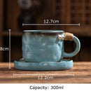 DecorBites™ Coarse Pottery Cup & Saucer Set - Classical Mugs for Dining Table or Coffee
