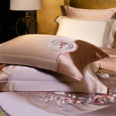 DecorBites™ Elegant Flowers Embroidery Brocade Cotton Bedding Set - Duvet Cover, Sheet, Pillowcases