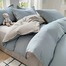 DecorBites™ Double-Layer Cotton Bedding Set - Soft, Skin-Friendly Solid Cover for Single Queen Bed
