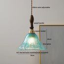 DecorBites™ Green Glass LED Pendant Lamp with Knob Switch, Copper Chandelier