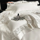 DecorBites™ Lace Embroidery 1200TC Egyptian Cotton 4Pcs Bedding Set with Wide Hollow Design