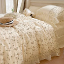DecorBites™ French Princess Floral Lace Ruffles Bedding Set with Imitation Pearls