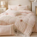 DecorBites™ Cozy Velvet Lace Flowers Princess Bedding Set