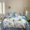 DecorBites™ Korean Princess Style Floral Cotton Bedding Set with Ruffles
