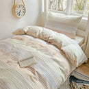 DecorBites™ Cotton Grid Pattern Bedding Set with Duvet Cover & Pillowcases for Double Bed