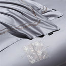 DecorBites™ Cotton Satin Jacquard Embroidery Bedding Set with Elastic Sheet & Duvet Cover