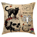 DecorBites™ Halloween Pillowcase Set - Festive Sofa Cushion Covers with Pumpkin Cat Witch Hat Print.