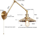 DecorBites™ Gold Industrial LED Wall Lamp with Pull Chain Switch for Home Decor