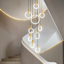 DecorBites™ LED Wood Stair Chandelier: Modern Nordic Living Room Ceiling Pendant Lights