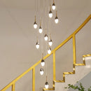 DecorBites™ Gold LED Staircase Chandelier | Luxury Large Living Room Pendant Lamp