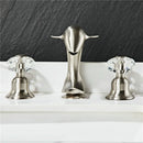 DecorBites™ Gold Basin Faucet: Brass Nickel Dolphin Bathroom Sink Faucet, 3 Hole Widespread