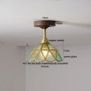 DecorBites™ Green Glass LED Ceiling Lights: Modern Copper Wood Indoor Lamp