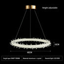 DecorBites™ Crystal Flower LED Chandelier: Modern Luxury Round Ring Pendant Light for Dining & Living Room