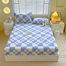 DecorBites™ Cotton Striped Fitted Bed Sheet for Queen Double Mattress Cover