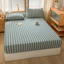 DecorBites™ Cotton Stripe Fitted Sheet- Single Cozy Mattress Cover with Elastic Band