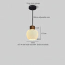 Rustic wood and ribbed glass led pendant light dining room