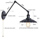 DecorBites™ Gold Industrial LED Wall Lamp with Pull Chain Switch for Home Decor