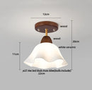 DecorBites™ Amber Ice Crack Glass Wood Ceiling Light - Nordic Modern LED Fixture