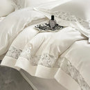DecorBites™ Lace Embroidery 1200TC Egyptian Cotton 4Pcs Bedding Set with Wide Hollow Design