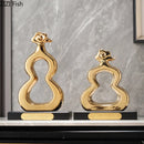 DecorBites™ Gold Gourd Ceramic Sculpture Desk Decor Porcelain Crafts Room Ornaments