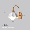 DecorBites™ Cream LED Wooden Flower Wall Lamp, Modern Bedroom Bedside Reading Light