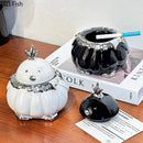 DecorBites™ Garlic Duck Ceramic Ashtray with Lid - Unique Desk Decoration and Smoking Accessory