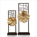 DecorBites™ Golden Lotus Leaf Feng Shui Desk Ornament Alloy Sculpture