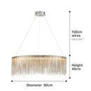 DecorBites™ LED Aluminum Tassel Chandelier: Modern Waterfall Pendant Light for Living Room, Hotel, Hall