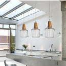 DecorBites™ Glass Lampshade Pendant Light, Wooden Hanging Suspension, Retro American Design