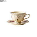 DecorBites™ Lace Edge Flower Ceramic Cup & Saucer Set - Gold-plated Teacup for Dining Table