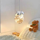 DecorBites™ Kids Room LED Chandeliers White Bear Bunny Pendant Light Glass Bedside Lamp