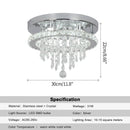 DecorBites™ Crystal LED Ceiling Chandelier: Remote Dimming Round Lamp for Luxury Home Decor