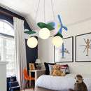 DecorBites™ Kids Wood Airplane Chandelier LED Nursery Aircraft Suspension Lights