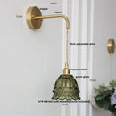 DecorBites™ Amber Glass LED Wall Light with Pull Chain Switch, Modern Nordic Flower Wall Sconce