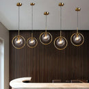 DecorBites™ Golden Ring Glass Ball Pendant Light for Kitchen Dining Room & Bedside
